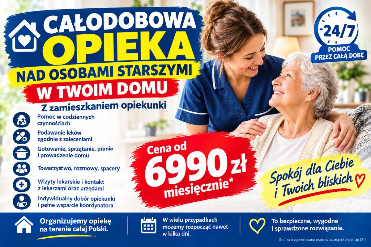 Szukasz opieki dla starszego rodzica? Zamieszkanie 24h - od 6990 zł miesięcznie